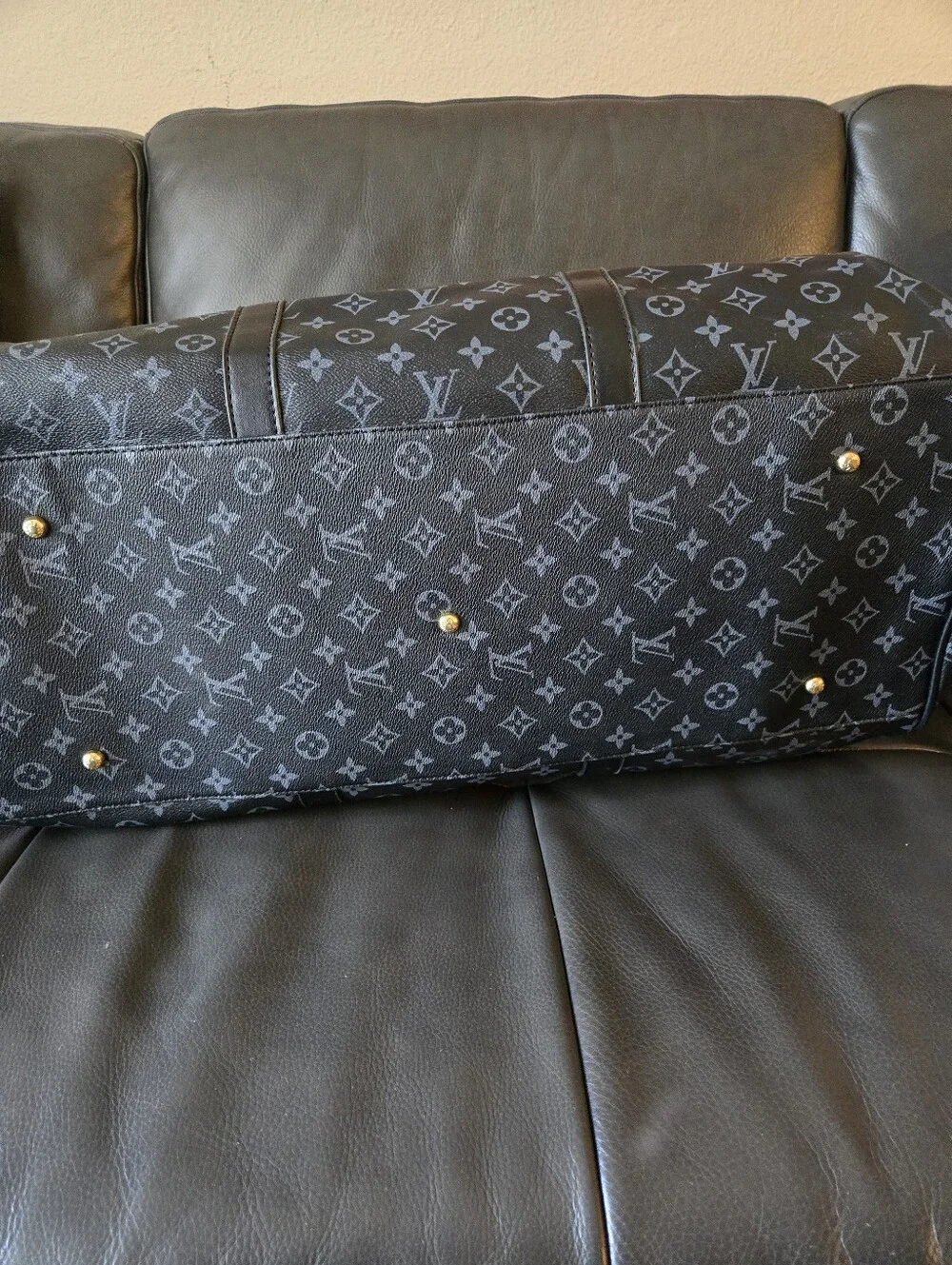 Unbranded Black Monogram Travel Duffel Bag W/ Red Interior